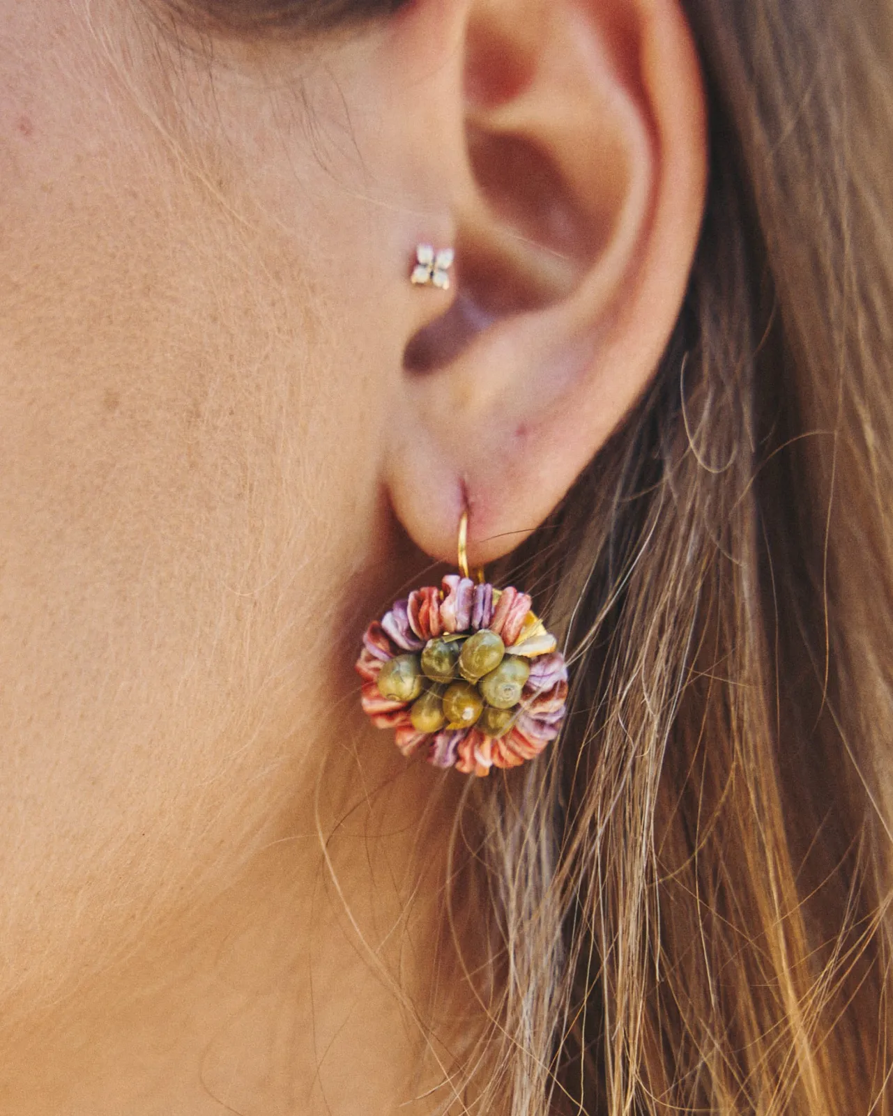 Cheap Boucles d'oreilles à fleurs multicolores Fisterra Bijoux