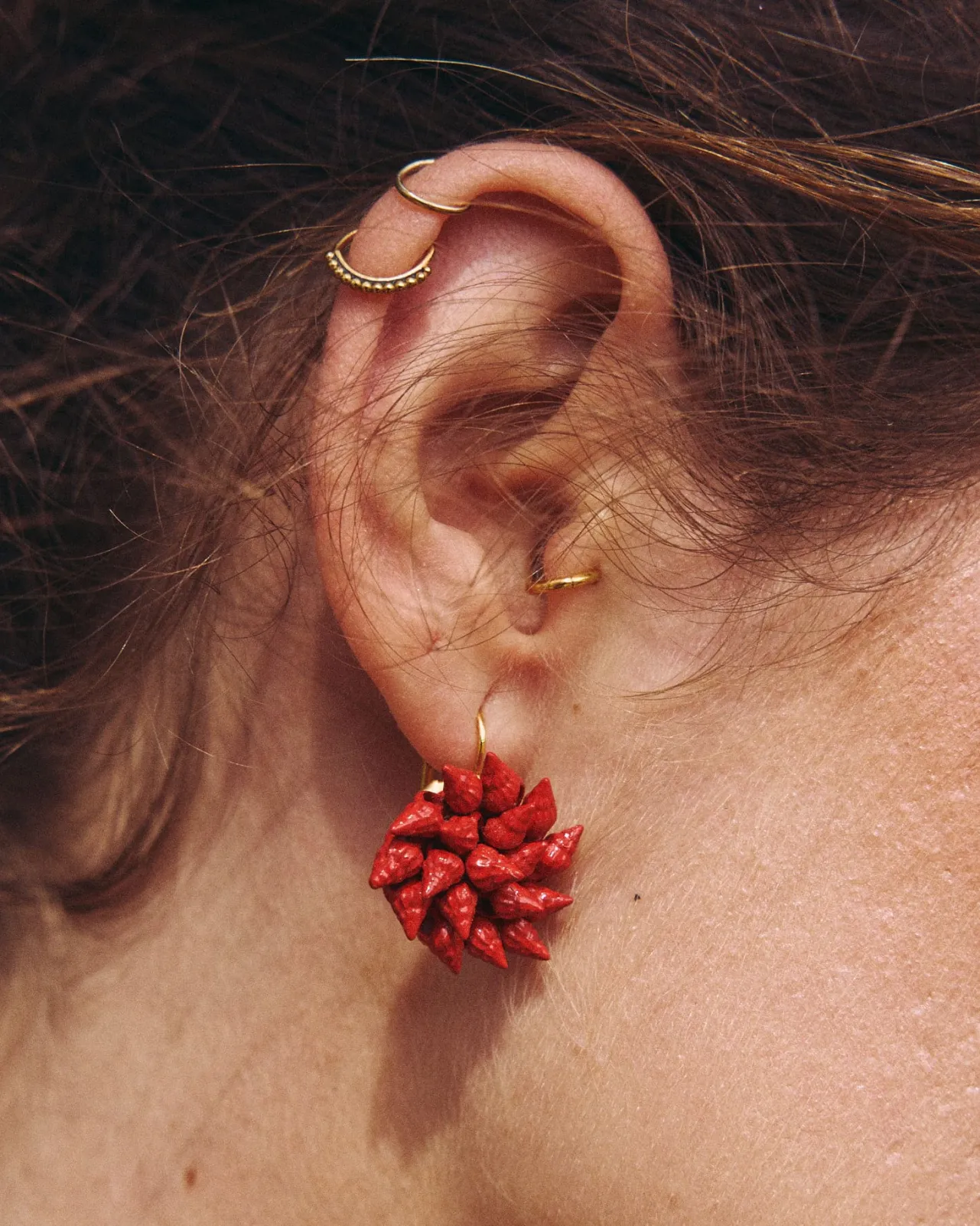 Store Boucles d'oreilles Cíes Fleur Rouge Bijoux