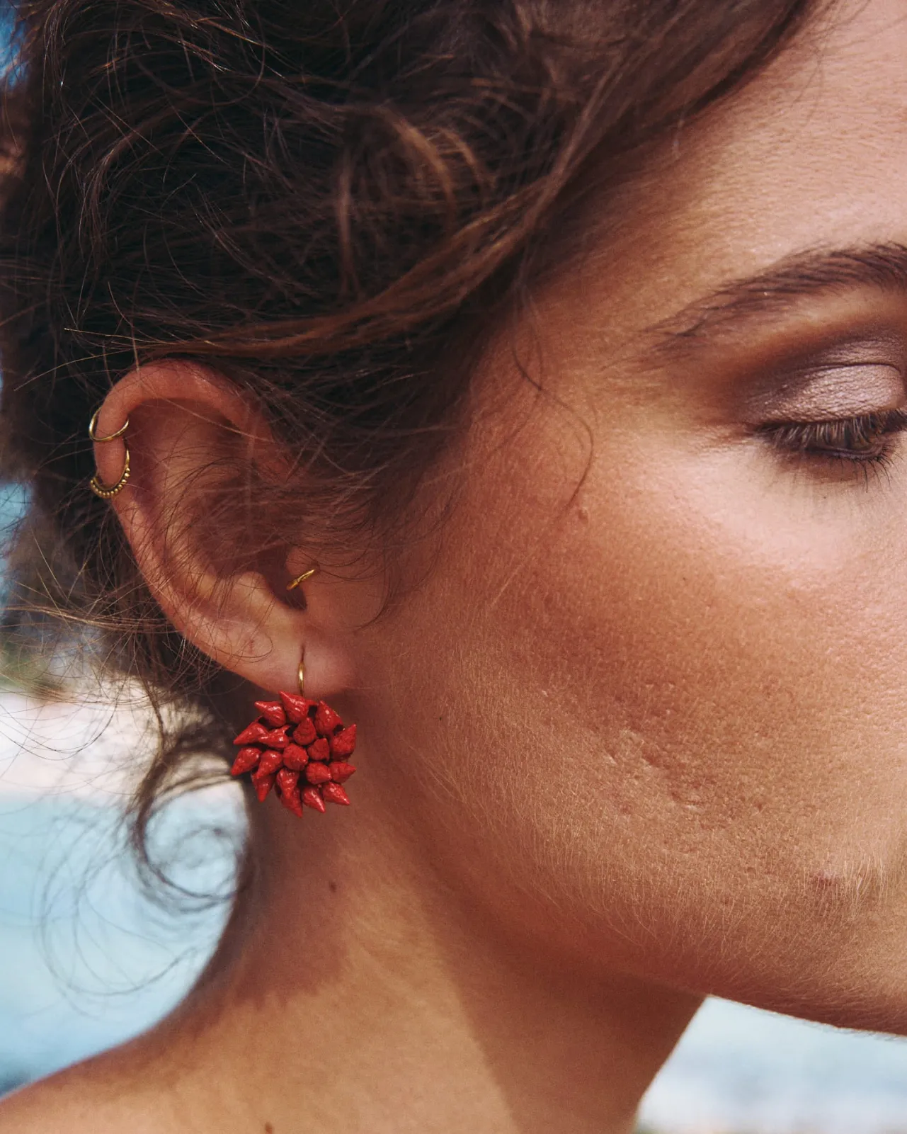 Store Boucles d'oreilles Cíes Fleur Rouge Bijoux