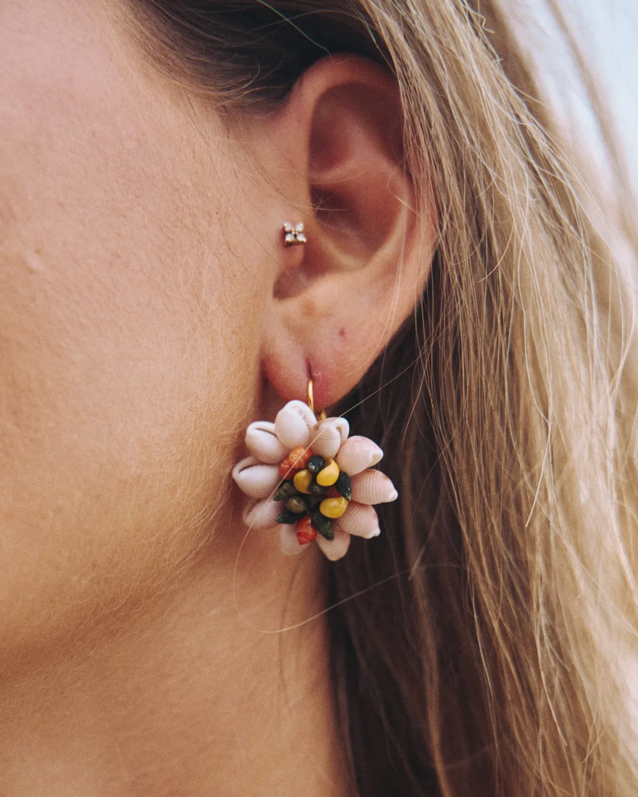 New Boucles d'oreilles coquillages de fleurs multicolores Bijoux