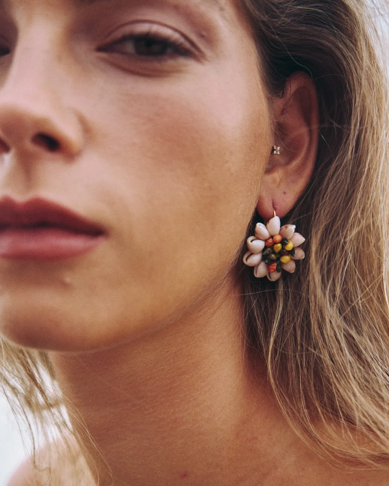 New Boucles d'oreilles coquillages de fleurs multicolores Bijoux