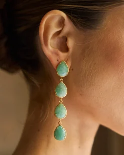 Outlet Boucles d'oreilles Mairena Vert Eau Bijoux