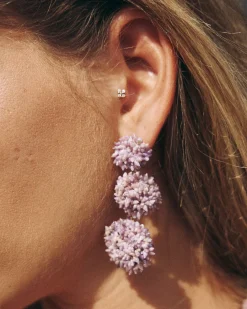 Hot Boucles d'oreilles Orballo Longues Violettes Bijoux