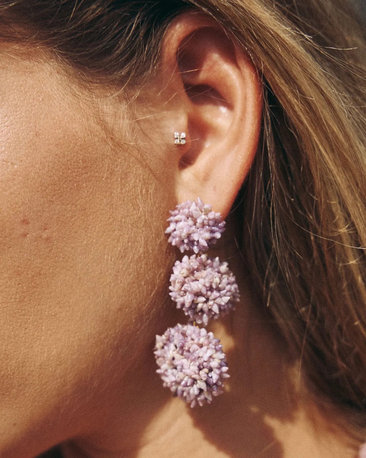 Hot Boucles d'oreilles Orballo Longues Violettes Bijoux