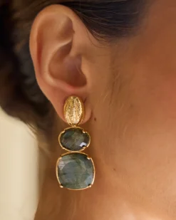 Cheap Boucles D'oreilles Pierre Verte Bijoux