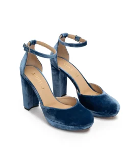 Best Chaussures à Talons Grace en Velours Bleu Chaussures