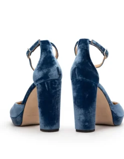 Best Chaussures à Talons Grace en Velours Bleu Chaussures