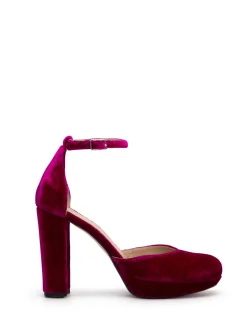 New Chaussures à Talons Grace en Velours Fuchsia Chaussures