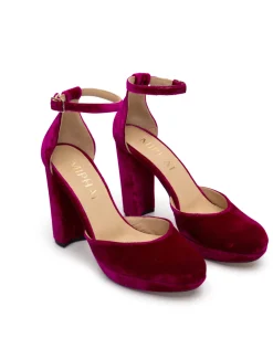 New Chaussures à Talons Grace en Velours Fuchsia Chaussures
