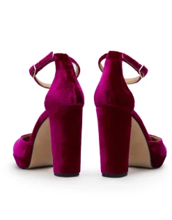New Chaussures à Talons Grace en Velours Fuchsia Chaussures