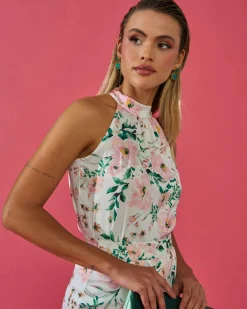 Hot Chemisier Elsa Imprimé Fleuri Blanc Outlet|Tops Et Chemises