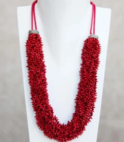 Shop Collier court en vermello rouge Bijoux