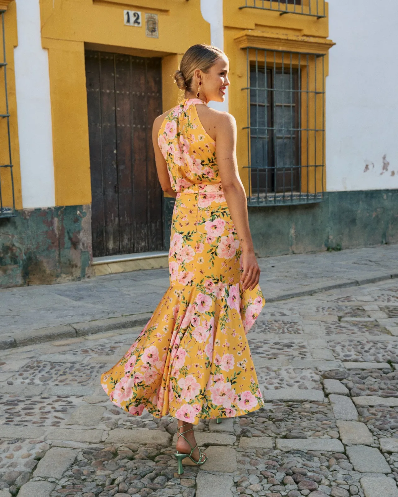Fashion Jupe Emilia Jaune Imprimé Floral Invité Mariage|Pantalons Et Jupes
