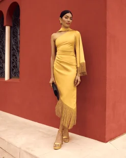 Online Robe Asymétrique Kenia Doré Outlet|Communions Ou Baptêmes