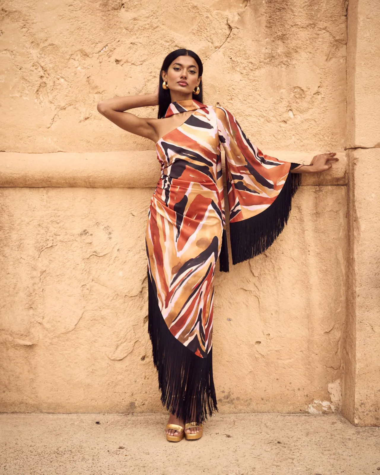Clearance Robe Asymétrique Kenia Imprimé Animal Outlet|Robes
