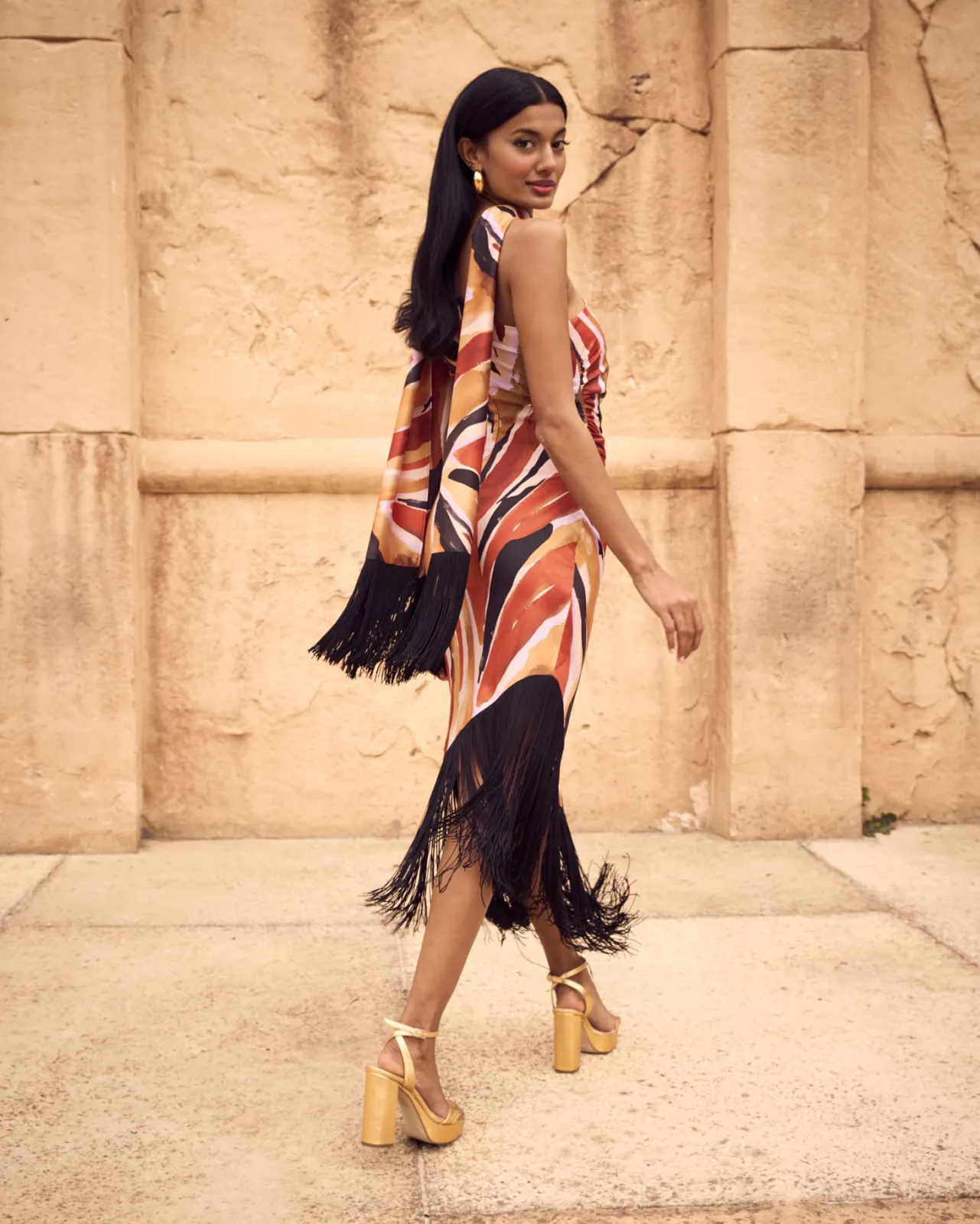 Clearance Robe Asymétrique Kenia Imprimé Animal Outlet|Robes