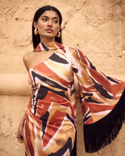 Clearance Robe Asymétrique Kenia Imprimé Animal Outlet|Robes