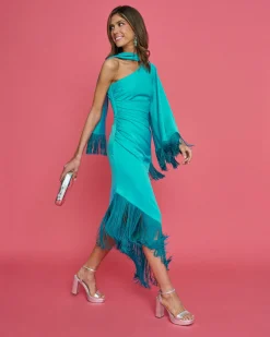 Cheap Robe Asymétrique Kenia Turquoise Outlet|Robes