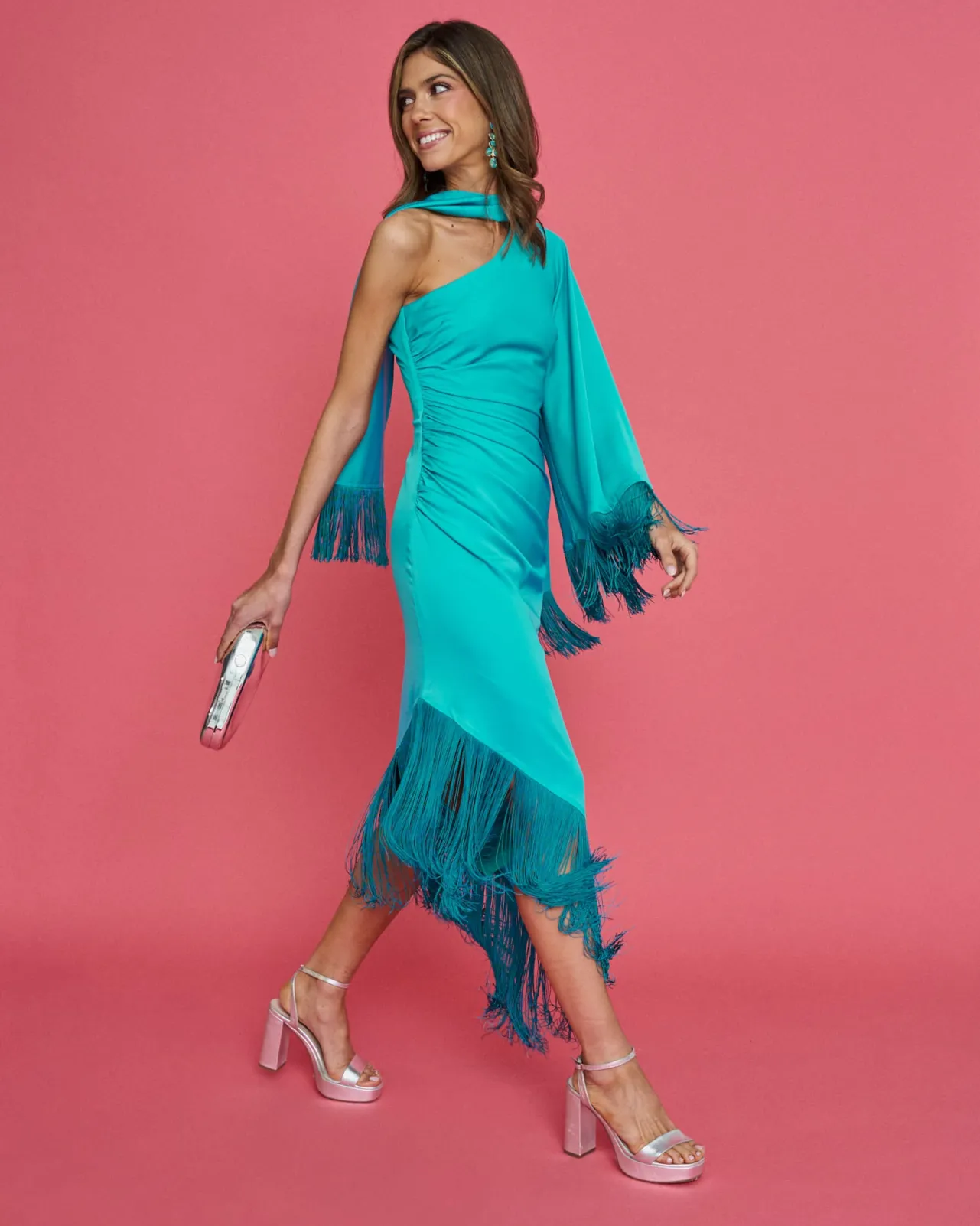 Cheap Robe Asymétrique Kenia Turquoise Outlet|Robes