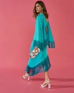 Cheap Robe Asymétrique Kenia Turquoise Outlet|Robes