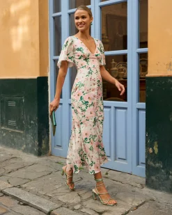 Hot Robe Carmina blanche à imprimé floral Outlet|Invité Mariage