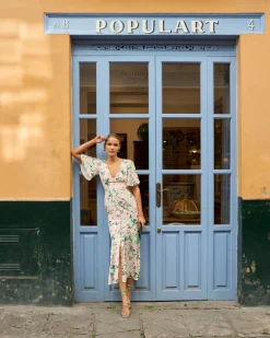 Hot Robe Carmina blanche à imprimé floral Outlet|Invité Mariage