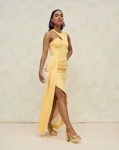 Flash Sale Robe Corina jaune Outlet|Invité Mariage