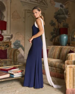 Cheap Robe Longue Helena Bleu Marine Remise Des Diplômes|Invité Mariage
