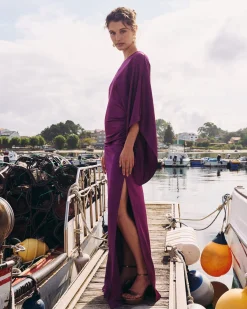 Best Sale Robe Longue Olalla Aubergine Remise Des Diplômes|Invité Mariage