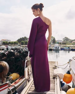Best Sale Robe Longue Olalla Aubergine Remise Des Diplômes|Invité Mariage