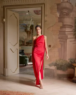 Clearance Robe Lotus Rouge Remise Des Diplômes|Invité Mariage