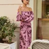 Shop Robe Mary à Imprimé Floral Rose Invité Mariage|Soirée