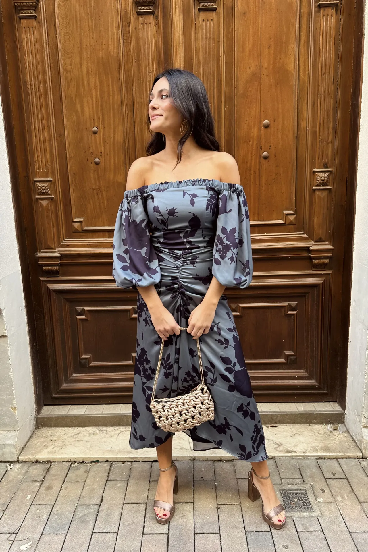 Hot Robe Mary à Imprimé Floral Gris Remise Des Diplômes|Communions Ou Baptêmes