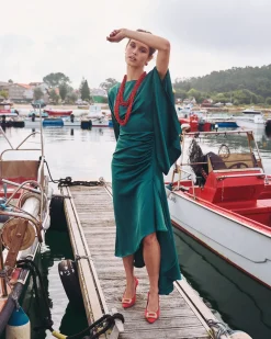 Store Robe Midi Aldara Verte Remise Des Diplômes|Invité Mariage