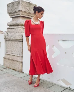 Best Sale Robe Midi Lara Rouge Remise Des Diplômes|Communions Ou Baptêmes