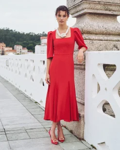 Best Sale Robe Midi Lara Rouge Remise Des Diplômes|Communions Ou Baptêmes