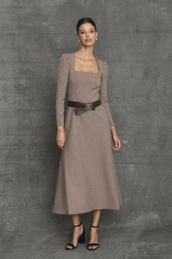 Clearance Robe Midi Oxford Vichy Bordeaux Remise Des Diplômes|Communions Ou Baptêmes