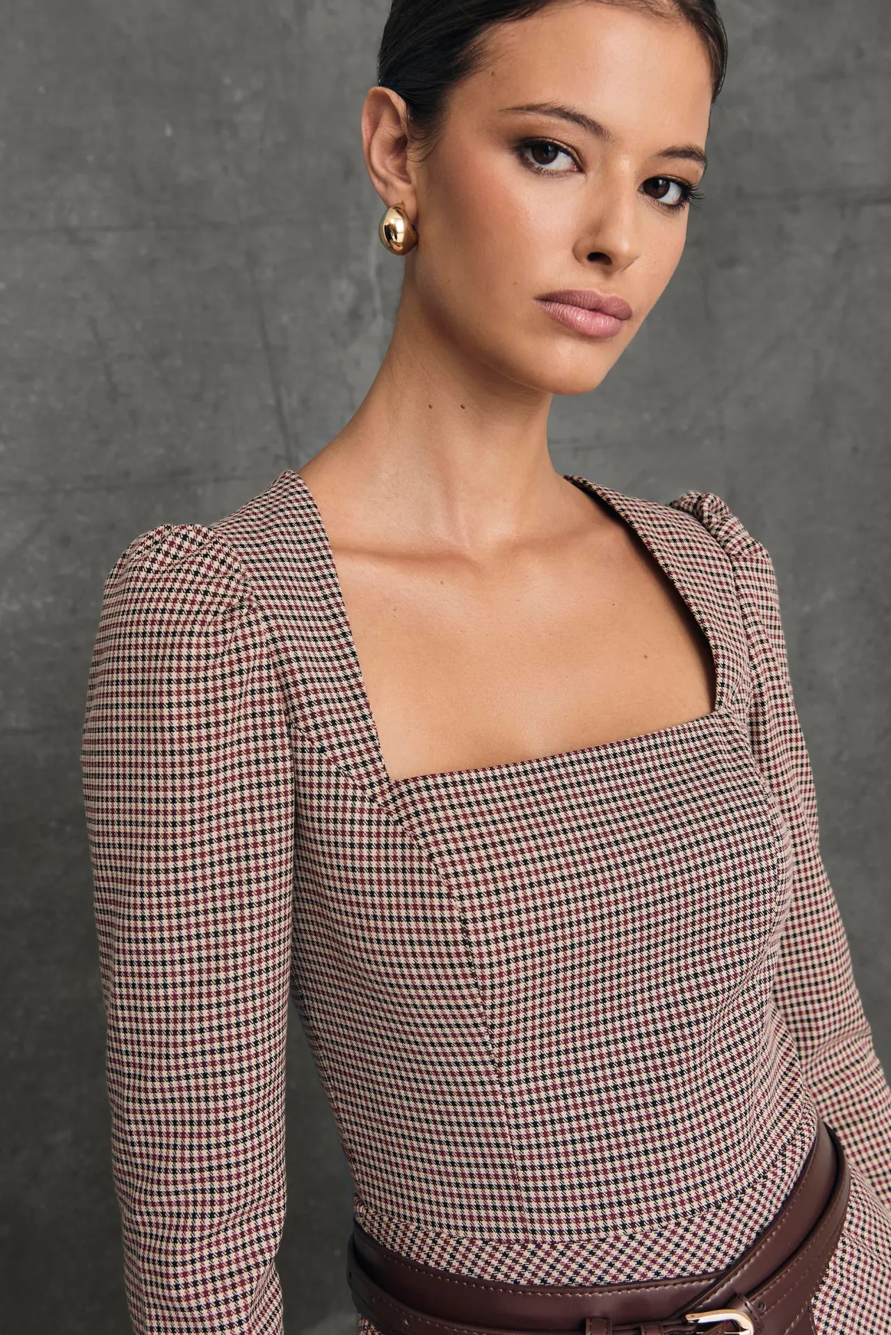 Clearance Robe Midi Oxford Vichy Bordeaux Remise Des Diplômes|Communions Ou Baptêmes