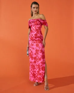 Hot Robe Oriana rose à imprimé floral Outlet|Remise Des Diplômes