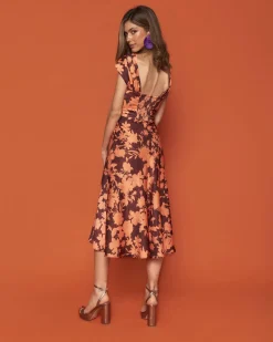 Online Robe Reme orange à fleurs Outlet|Remise Des Diplômes