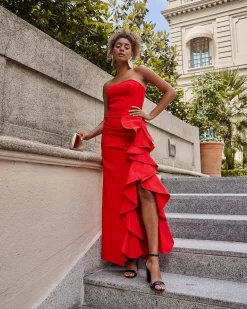 Fashion Robe Rouge Macarena Remise Des Diplômes|Invité Mariage