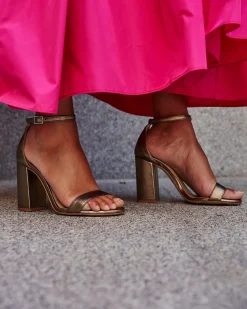 Cheap Sandales en cuir Garbo Bronze Chaussures