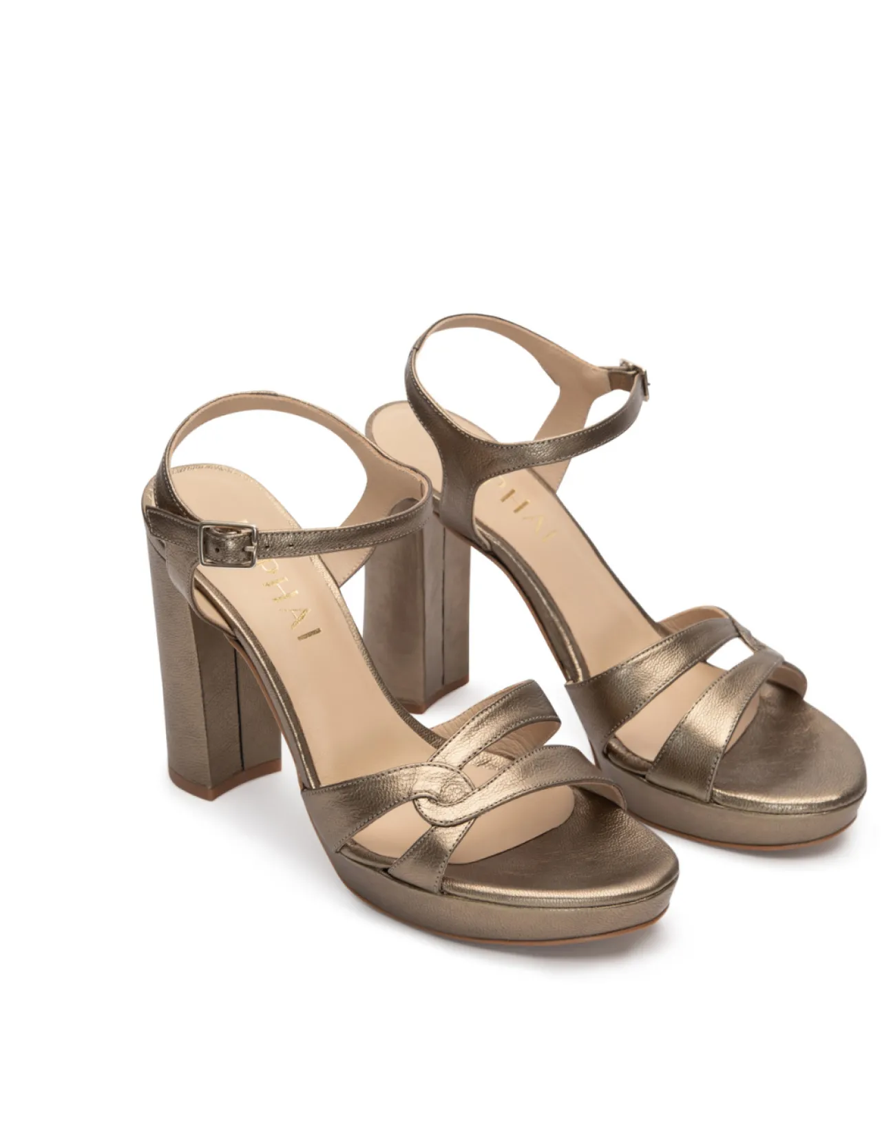 Clearance Sandales en cuir Lauren Bronze Chaussures