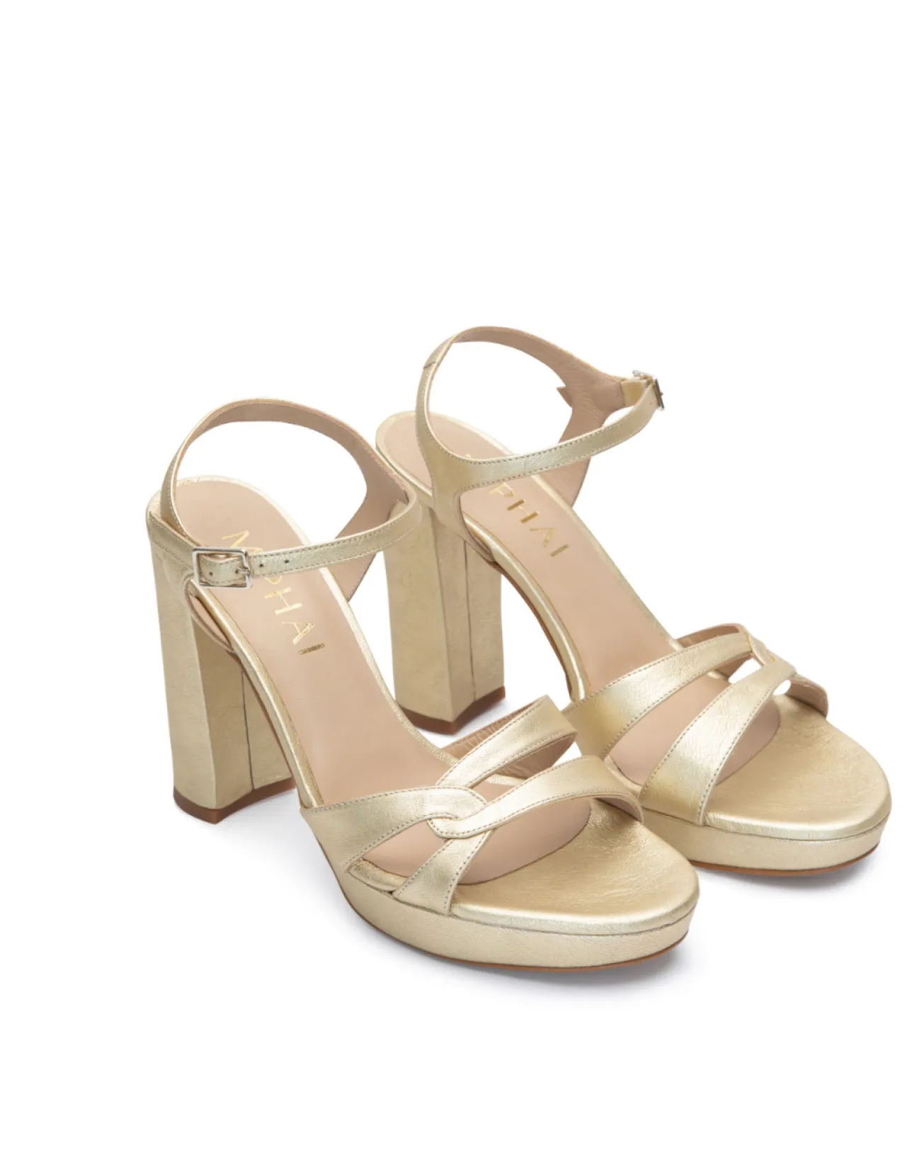 Fashion Sandales en cuir Lauren dorée Chaussures