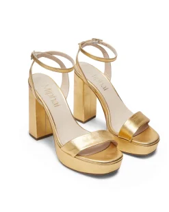 Clearance Sandales en Cuir Zahara Dorée Chaussures