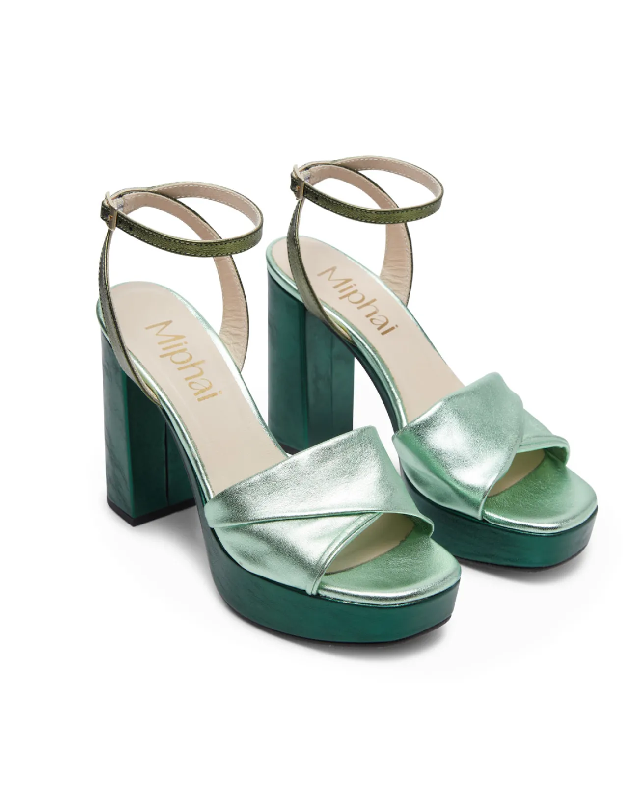 Cheap Sandales Nia en Cuir Verte Chaussures