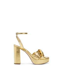 Best Sale Sandales Túnez en cuir doré Chaussures
