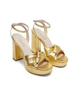Best Sale Sandales Túnez en cuir doré Chaussures