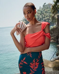 Best Sale Top Asymétrique Gabi Corail Communions Ou Baptêmes|Invité Mariage