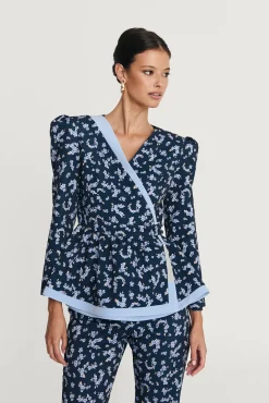 Sale Veste Bristol imprimée floral bleu Remise Des Diplômes|Communions Ou Baptêmes